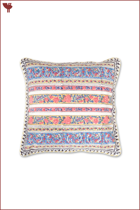 20s Cotton Cushion Cover in Floral Block Print