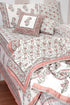 20s Cotton KING SIZE Bed Cover In Floral Block Print