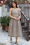 Chambray Cotton Taupe Floral Dress