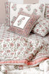 20s Cotton KING SIZE Bed Cover In Floral Block Print