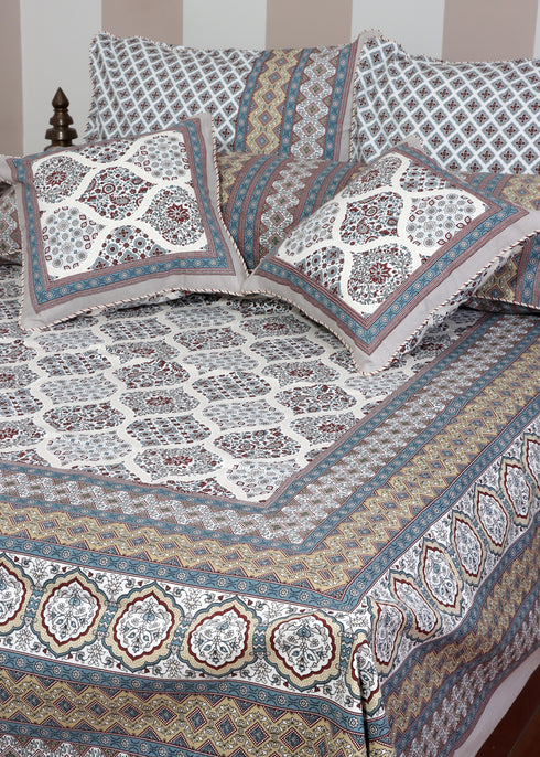 20s Cotton Bed Cover In Geometric Print