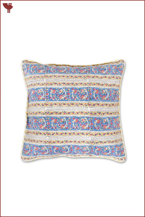 20s Cotton Cushion Cover in Floral Block Print