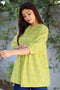 Khaadi Cotton Lime Top With Floral Block Print