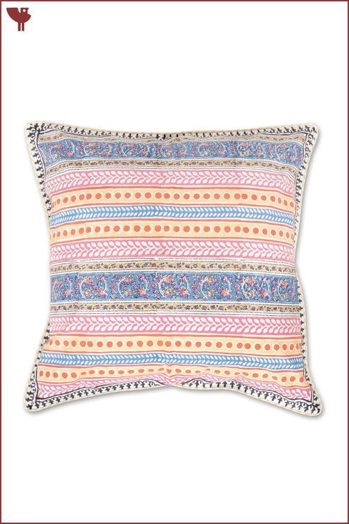 20s Cotton Cushion Cover in Floral Block Print