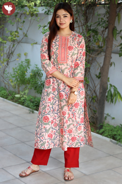 Cambric Cotton Kurta Floral Print