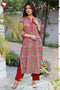 Cambric Cotton Ash Grey Kurta And Pant Set In Floral Block Print