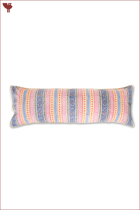 20s Cotton Lumbar Cushion Cover in Floral Block Print