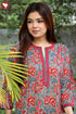 Cambric Cotton Ash Grey Kurta And Pant Set In Floral Block Print