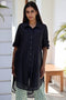 Cotton Silk Long Boyfriend Shirt In Black