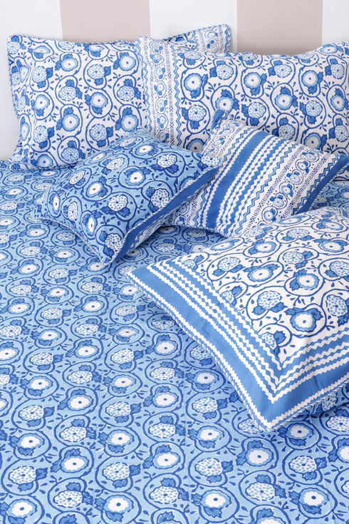 20s Cotton Bed Cover in Floral Block Print