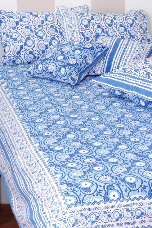 20s Cotton Cushion Cover in Block Print with Piping