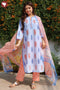 Cambric Cotton Kurta Pant With Dupatta In Block Print