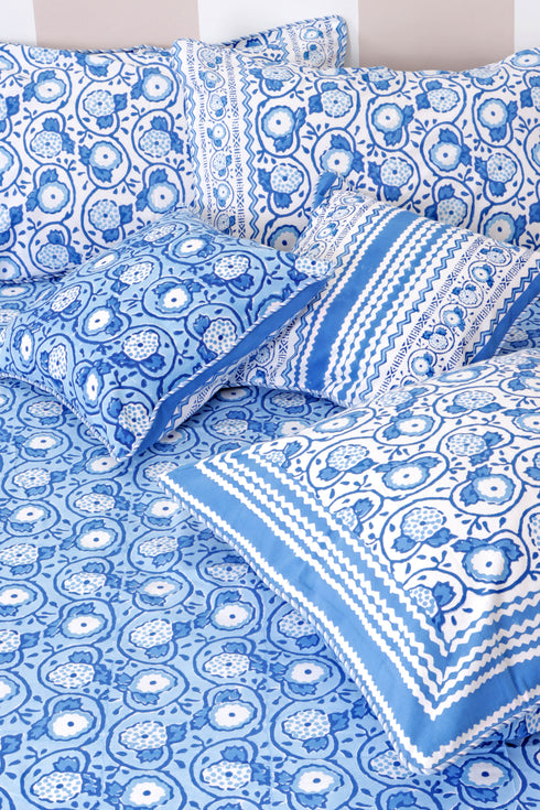 20s Cotton Bed Cover in Floral Block Print