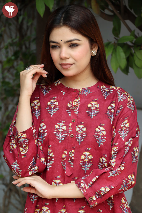 Lyocell Dress In Floral Block Print