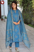 Chanderi Silk Kurta And Set With Dupatta Block Print Steel Blue
