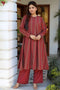 Khaadi Cotton Maroon Kurta and Pant Set