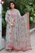 Kota Doria Ivory Dupatta In Floral Block Print