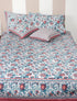 40s Cotton Pillow Cover In Pink & Indigo Floral Jaal Print