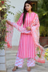 Terry Voile Kurta Pant With Kota Dupatta In Stripes Block Print