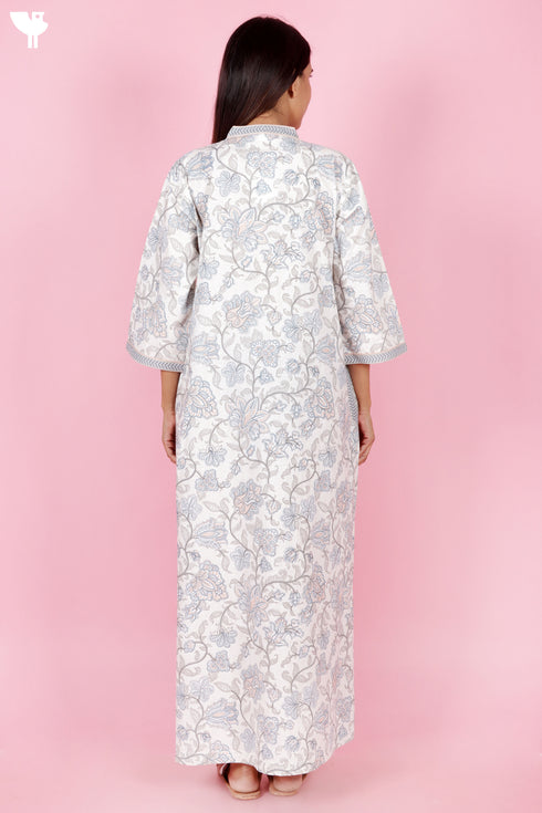 60’s Cotton Full Sleeved Kaftan In Floral Print