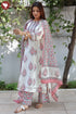 Chanderi Silk Kurta Pant With Dupatta In Floral Block Print
