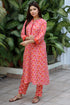 Cambric Cotton Kurta And Pant Set In Block Print