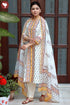 Chanderi Silk Kurta Pant And Dupatta Set In Block Print