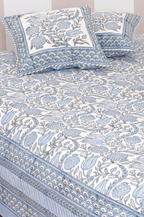 40s Cotton Pillow Cover in Block Print