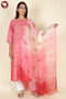 Terry Voile Paneled Kurta And Chiffon Dupatta In Block Print
