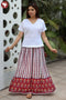 Mulmul Cotton Long Skirt In Block Print