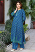 Rayon Twill Kurta and Pant Set in Block Print Indigo Blue