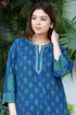 Rayon Twill Kurta and Pant Set in Block Print Indigo Blue