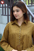 Cambric Cotton Mustard Top In Block Print