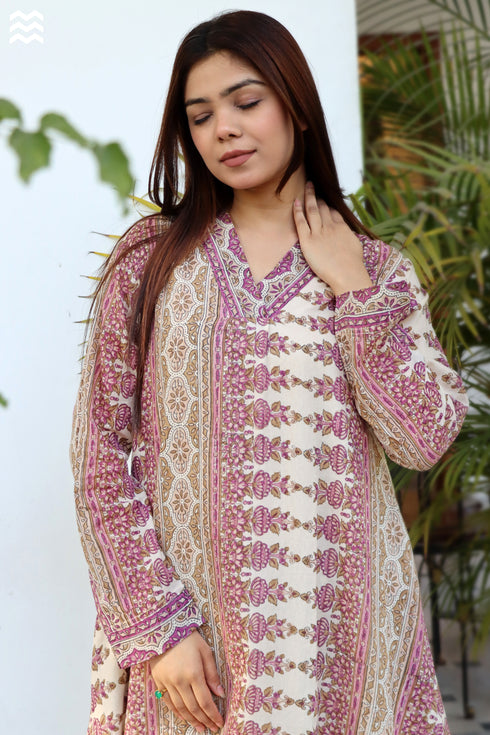 Mulmul Cotton Beige-Pink Top