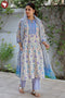 Terry Voile Kurta Pant And Kota Dupatta In Floral Block Print