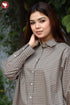 Cambric Cotton Taupe Dotted Top In Block Print