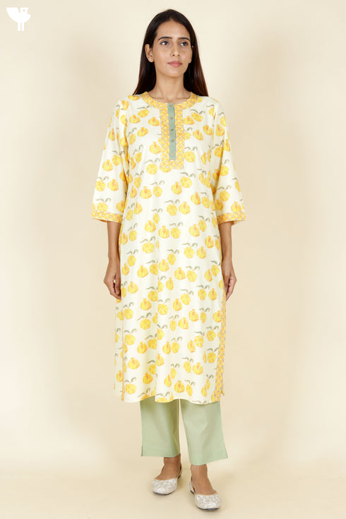 Bizzy Lizzy Kurta Pant Set With Dupatta In Block Print