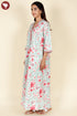 60’s Cotton V-Neck Sleeved Kaftan In Floral Print