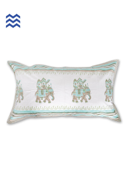 20s Cotton Lumbar Cushion Cover in Floral Block Print