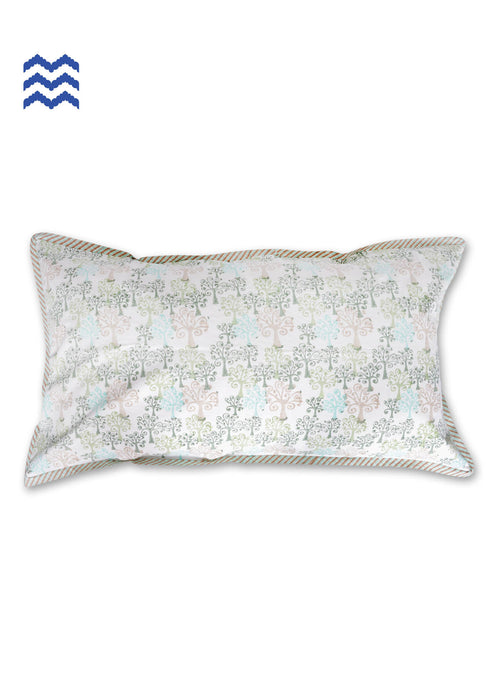20s Cotton Lumbar Cushion Cover in Floral Block Print