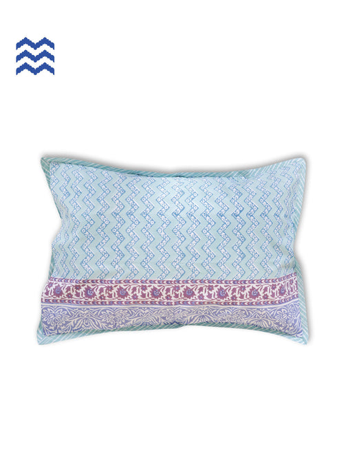 40s Cotton Pillow Cover In Floral BlockPrint