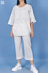 Crepe Cotton Top In White Block Print