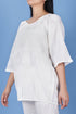 Crepe Cotton Top In White Block Print