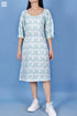 Rayon Pomegranate Dress In Abstract Block Print