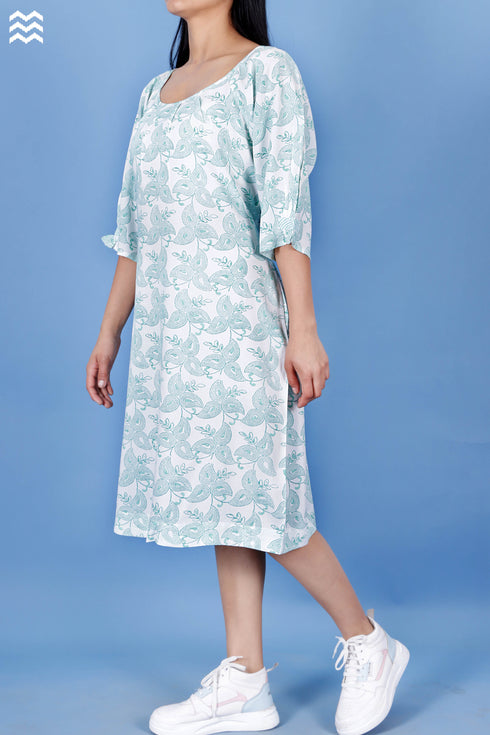 Rayon Pomegranate Dress In Abstract Block Print