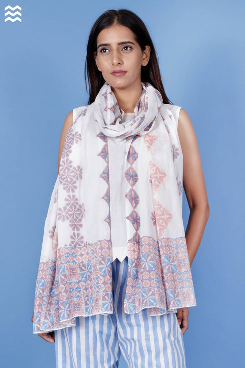 Mulmul Cotton Wrap In Block Print