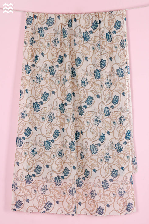 Mulmul Cotton Wrap In Floral Block Print