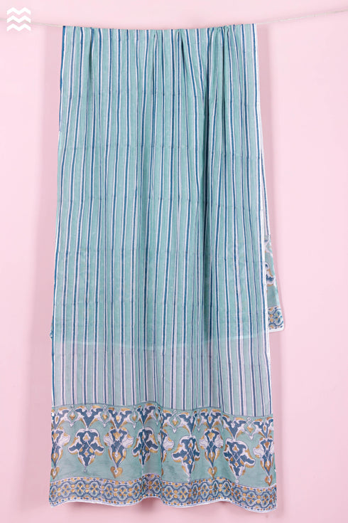 Mulmul Cotton Wrap In Gold Block Print