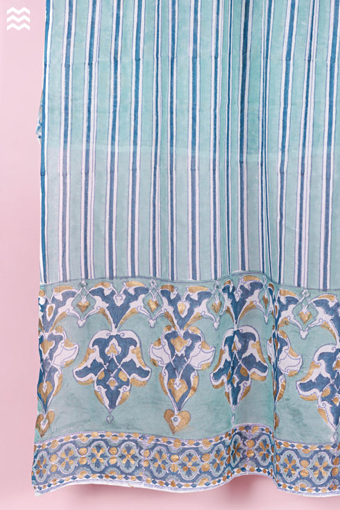 Mulmul Cotton Wrap In Gold Block Print