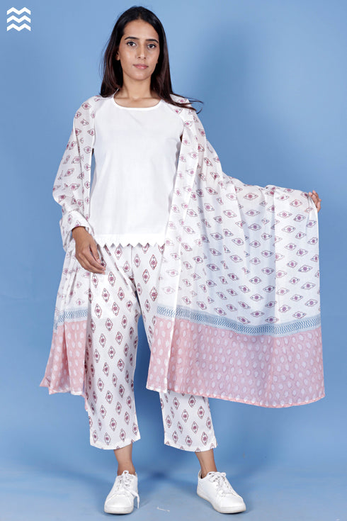 Mulmul Cotton Wrap In Floral Block Print
